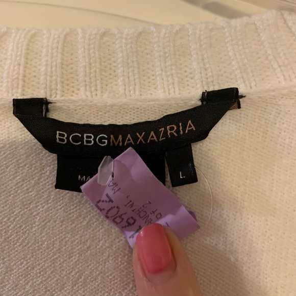 NWOT BCBG Maxazria Lightweight Off White Knit Short Sleeve Sweater Shirt l LARGE - Picture 4 of 5